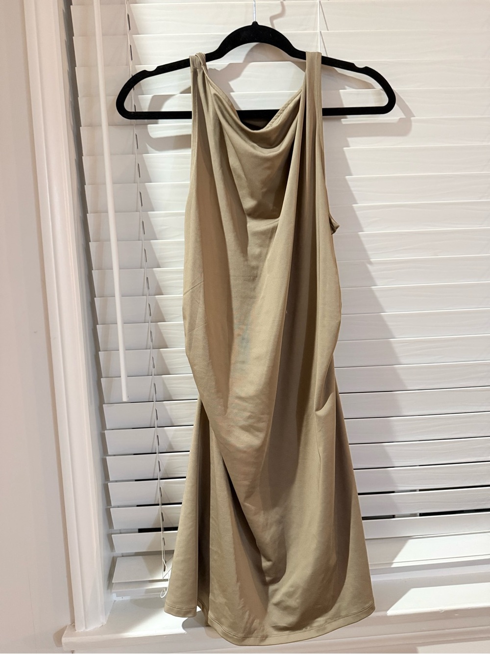 H&M Sleeveless Draped Midi Dress in Khaki